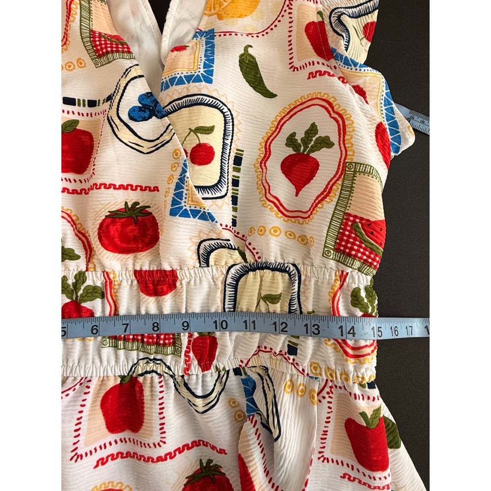 Women's Euro Summer Dress Ruffle Dress Tomato Lemon Flutter Sleeve Large - Picture 8 of 11
